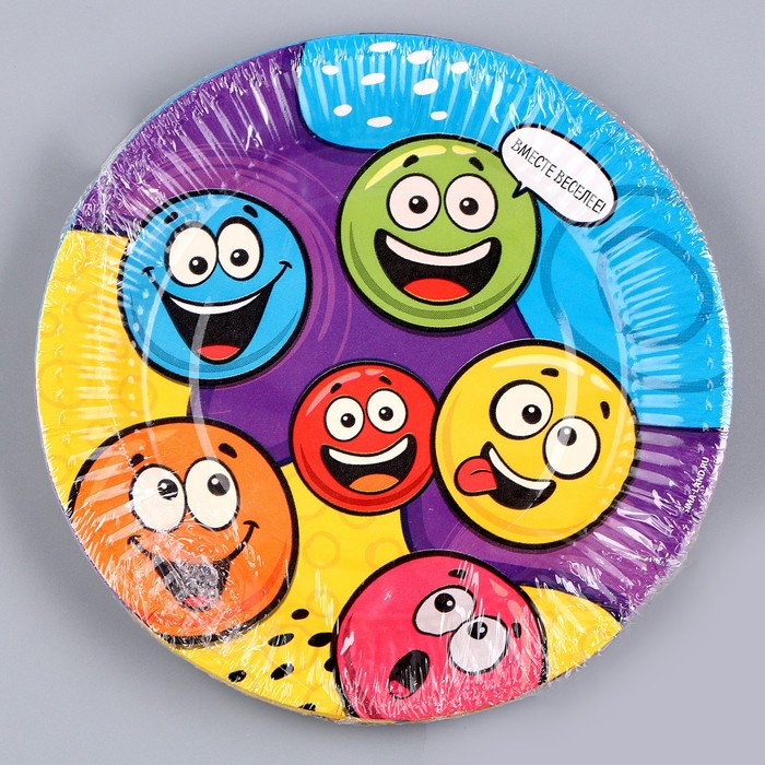 Тарелка бумажная «Смайлы», 18 см 9796339