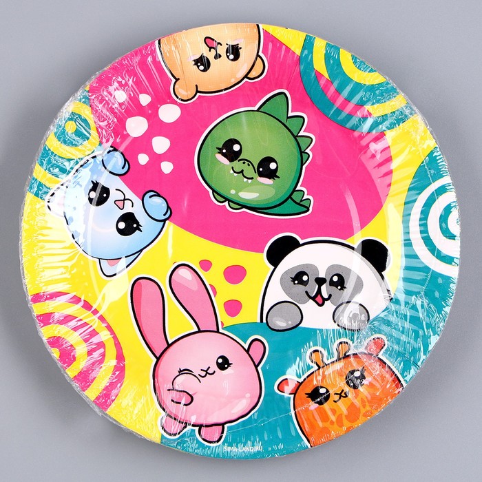 Тарелка бумажная «Стикеры»,яркие, 18 см 9796340