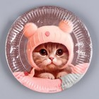 Тарелка одноразовая бумажная "Котик",мяу, 18 см 9796341
