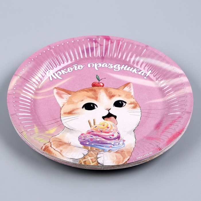 Тарелка бумажная «Котик. Сладости», 18 см 9796343