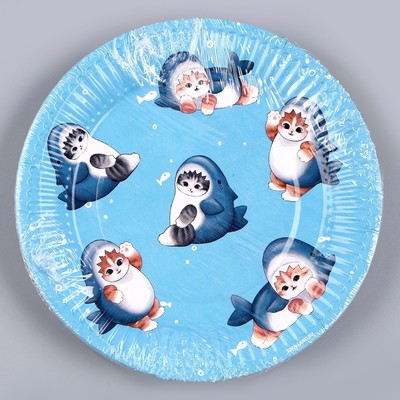 Тарелка бумажная «Котики. Акула», 18 см