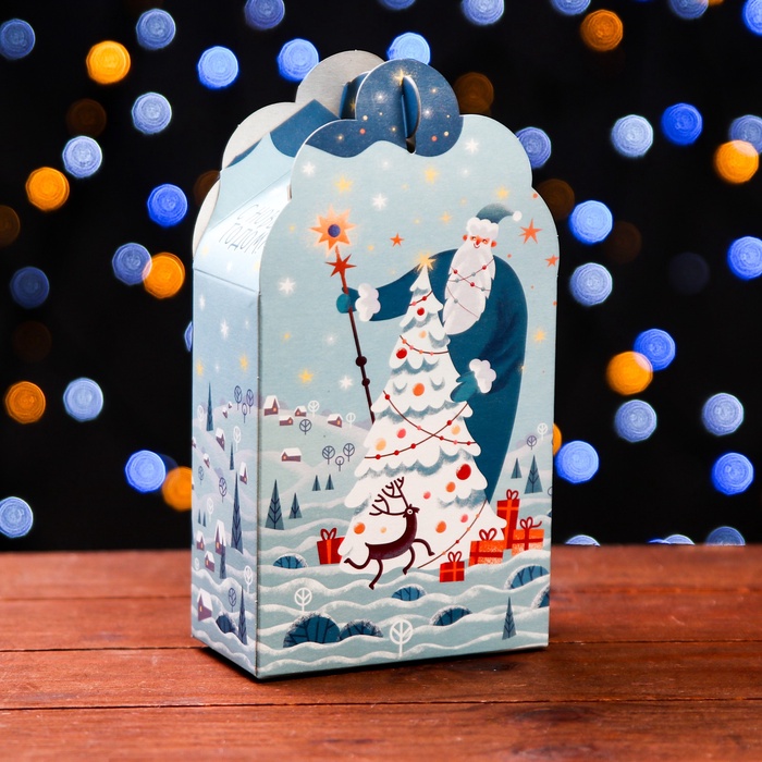 Подарочная новогодняя коробка «Фантазия» в зелёном, упаковка, 11.1×5.8×20.5 см - Фото 1