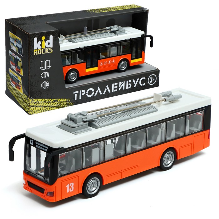 Модель машины «Троллейбус», масштаб 1:16, звук, свет