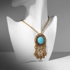 Колье «Индия» бирюза, цвет голубой в чернёном золоте, 30 см - Фото 3