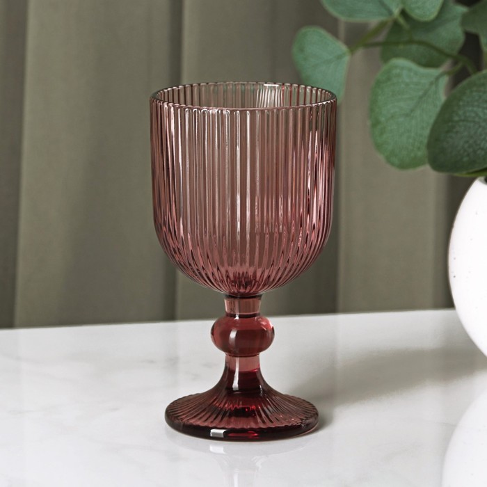 Бокал стеклянный для вина Magistro «Грани», 250 мл, 8×14,5 см, цвет сиреневый - Фото 1