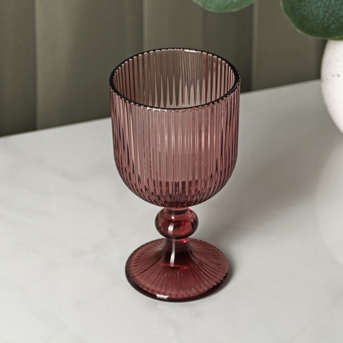 Бокал из стекла для вина Magistro «Грани», 250 мл, 8×14,5 см, цвет сиреневый - фото 1928255587