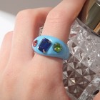 Кольцо с камнем «Блеск», пластиковое, голубое, размер 17.5 - Фото 2