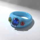 Кольцо с камнем «Блеск», пластиковое, голубое, размер 17.5 - Фото 4
