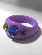 Кольцо с камнем «Блеск», пластик, фиолетовый, размер 17.5 - Фото 3