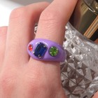 Кольцо с камнем «Блеск», пластиковое, фиалетовый, размер 17.5 - Фото 2