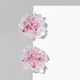 Серьги пластик "Цветы" волнистые, цвет бело-розовый