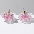 Серьги пластик «Цветы» волнистые, цвет бело-розовый - Фото 3