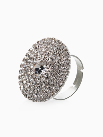 Кольцо «Лёд», круг, белое в серебре, безразмерное