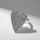 Кольцо «Лёд» сердце, цвет белый в серебре, безразмерное - фото 10924324