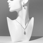 Гарнитур 2 предмета: серьги, кулон «Элеганс» капля миниатюрная, цвет белый в серебре, 30 см - фото 10907199