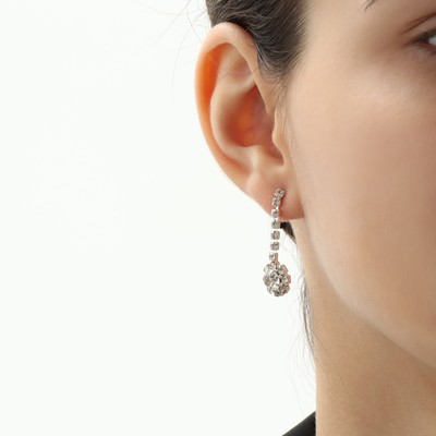 Набор 2 предмета: серьги, колье «Элит», водопад, белый в серебре, 37 см