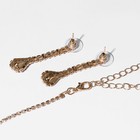 Набор 2 предмета: серьги, колье «Моник. Водопад», белый, зелёный в золоте, 30 см - Фото 2