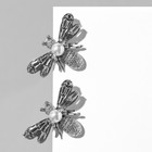 Серьги с жемчугом «Мухи» сказочные, цвет белый в серебре - фото 7294548
