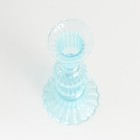 Подсвечник стекло на 1 свечу "Эстетика - два шара" прозрачный голубой 25х8,5х8,5 см - фото 25487348