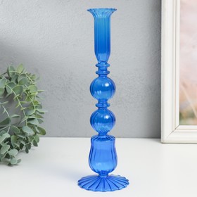 Подсвечник стекло на 1 свечу "Эстетика - два шара" прозрачный синий 25х8,5х8,5 см