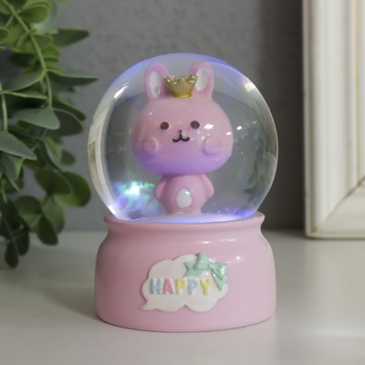 Снежный шар стеклянный «Счастливая зверюшка», световой, 6×6×8.5 см, МИКС