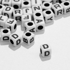Бусина из акрила «Алфавит» английские буквы (МИКС), 6×6 мм, набор 10 г, цвет чёрно-белый - фото 319937282