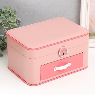 Шкатулка для украшений «Шейла», с зеркалом, искусственная кожа, с замком, розовая, 25.5×18.5×14 см