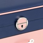 Шкатулка кожзам для украшений "Шейла" синяя с розовым 25,5х18,5х14 см - фото 7231374