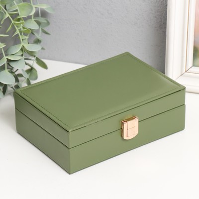 Шкатулка для украшений «Матовая гладь. Прямоугольная», искусственная кожа, с замком, зелёная, 16×11.5×5.5 см