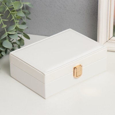 Шкатулка для украшений «Матовая гладь. Прямоугольная», кожзам, белая, 16×11.5×5.5 см