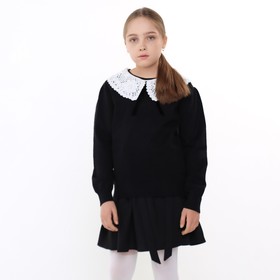 Джемпер школьный для девочки, цвет черный, рост 128 см
