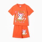 Комплект (футболка, шорты) для девочки, цвет оранжевый, рост 104 см - фото 10822256