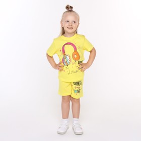Комплект (футболка, шорты) для девочки, цвет желтый, рост 110 см