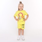Комплект (футболка, шорты) для девочки, цвет желтый, рост 122 см - фото 10822286