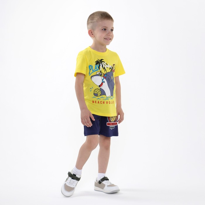 Комплект (футболка, шорты) для мальчик, цвет желтый, рост 128 см - Фото 1