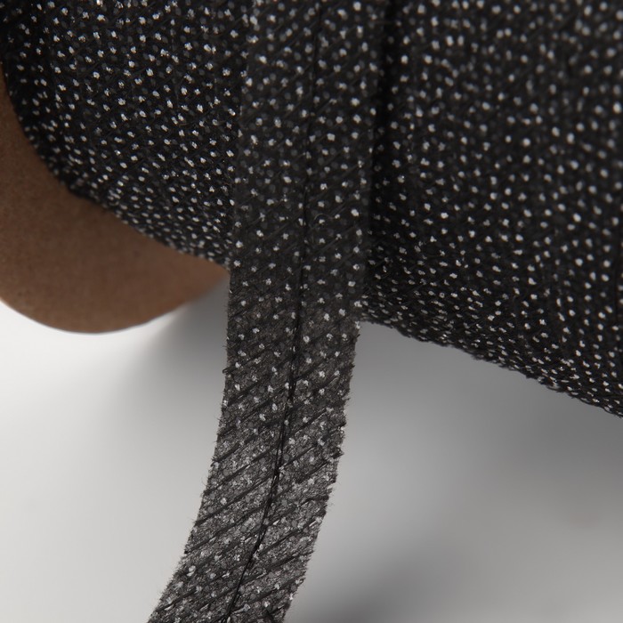 Флизелиновая лента, нитепрошивная, усиленная, 12 мм, 100 м, цвет чёрный