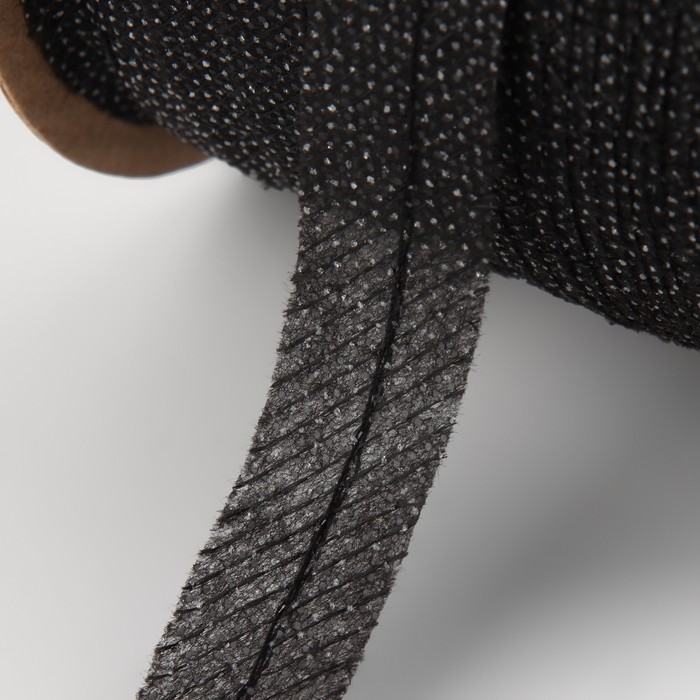Флизелиновая лента, нитепрошивная, усиленная, 15 мм, 100 м, цвет чёрный