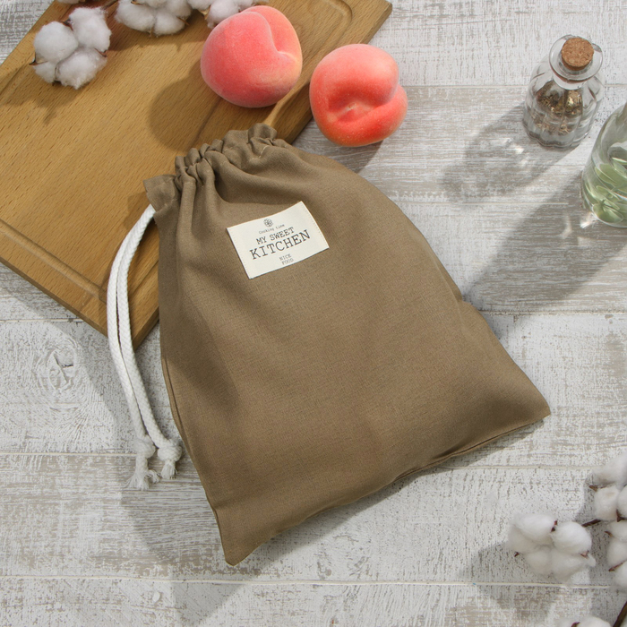 Мешочек текстильный «Этель» ECO, 27×34 см, 70% хлопок, 30% лён, 190 г/м², оливковый - Фото 1