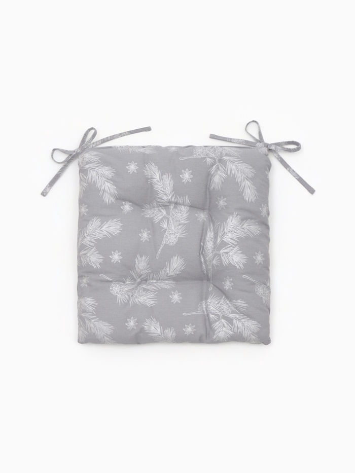 Подушка на стул «Этель. Серебряные ветки», 40×40 см, серая - Фото 1