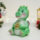 Копилка "Дракон с монетой - на мечту" зеленая с бежевым, 20см - фото 24255643