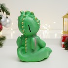 Копилка "Дракон с монетой - на мечту" зеленая с бежевым, 20см - фото 24255644