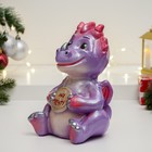 Копилка "Дракон с монетой - на мечту" фиолетовая, 20см - фото 24255647