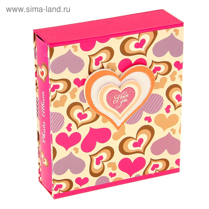 Фотоальбом на 40 фото 10х15 см "В окружении сердец" в коробке, МИКС 4,7х16х18 см - Фото 1