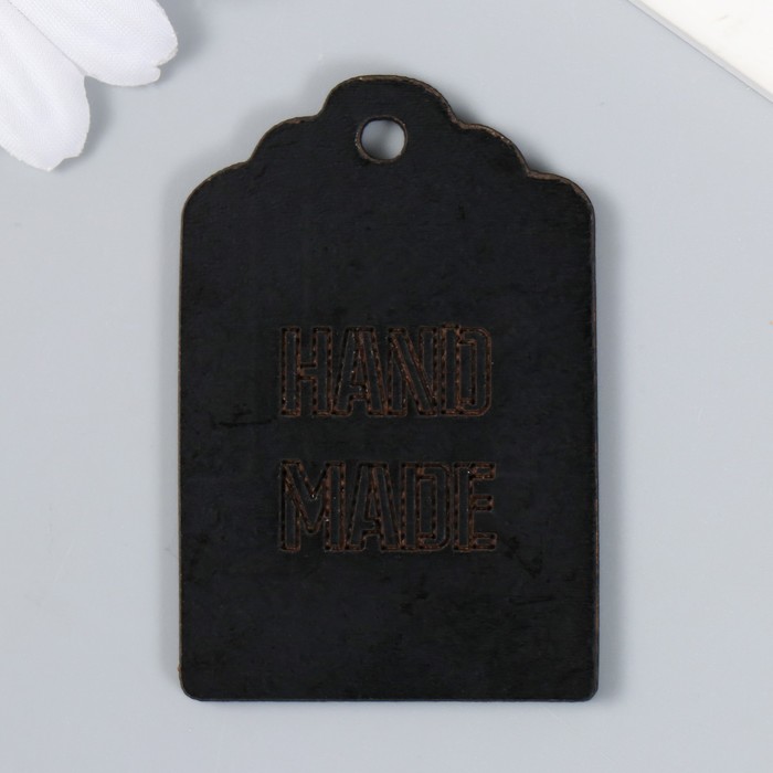 Бирка "HAND MADE" чёрная 4х6 см - Фото 1