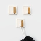 Крючки самоклеящиеся Доляна Gold, 3 шт, 4×4×2,5 см, цвет белый - Фото 3