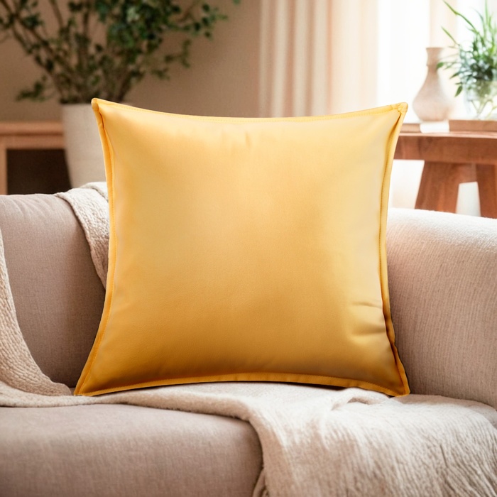 Наволочка декоративная «Этель», кожзам, 45×45 см, жёлтый - Фото 1