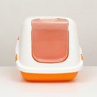 Pet-it домик-туалет для кошек COMFORT, (совок в наборе), 57x39x41, оранжевый/белый - фото 7231463