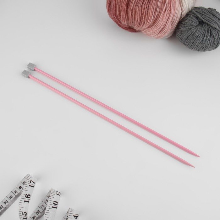 Спицы для вязания, прямые, d = 5 мм, 35 см, 2 шт, цвет розовый