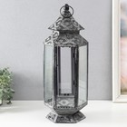 Подсвечник металл фонарь "Пирамидка. Узоры" 17х17х42 см - фото 22610101