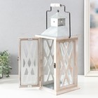 Подсвечник дерево "Морской фонарь" потёртый белый 16,5х16,5х40 см - фото 22610104